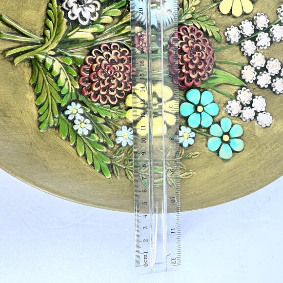 Atlantic Mold 1970s Floral Plaques Set 2 Hand Painted Vintage Retro Cottagecore - Picture 6 of 6